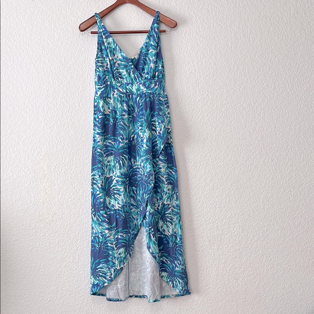 Garnet Hill Blue Floral Maxi Dress